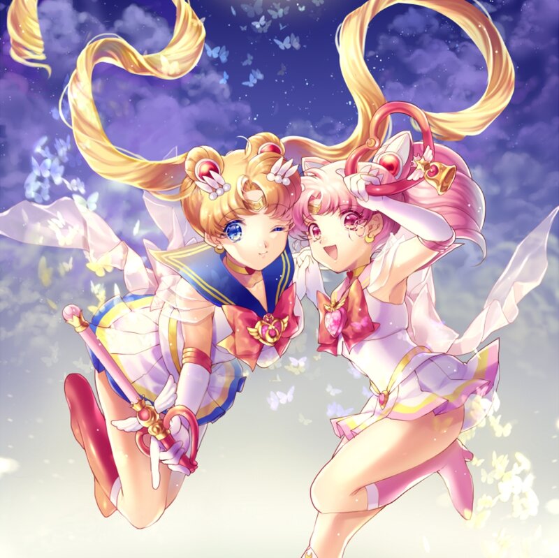 Two Anime Girls in Costumes — Purple, Dreamy