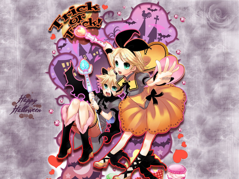 Two Anime Girls in Costumes — Purple, Festive