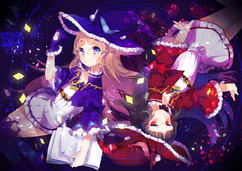 Two Anime Girls in Costumes — Purple, Magical