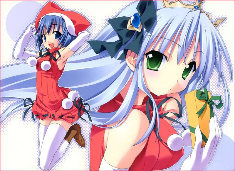 Two Anime Girls in Costumes — Red, Festive