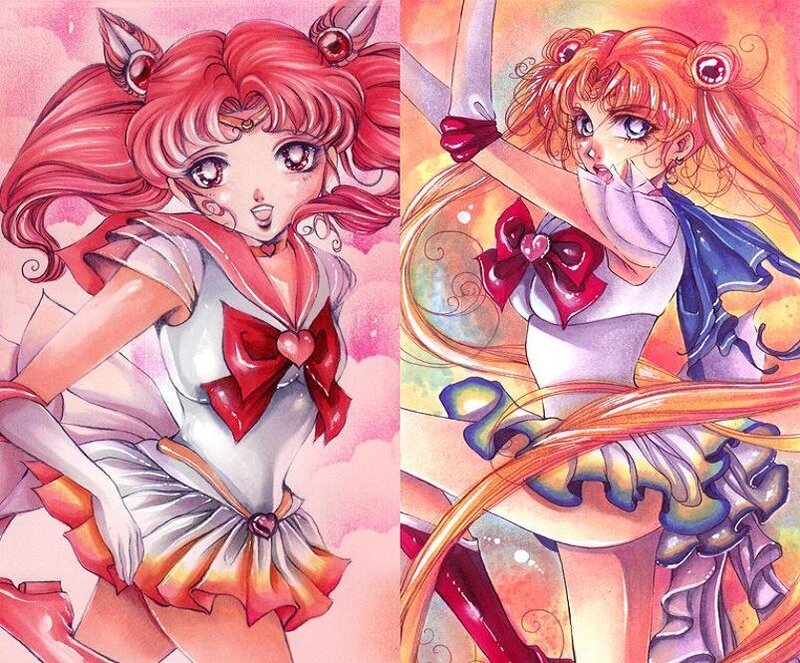Two Anime Girls in Costumes — Red
