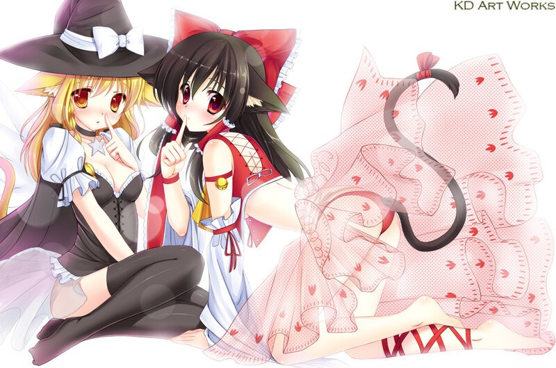 two anime girls in costumes