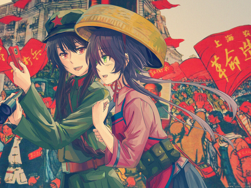 Two Anime Girls in Crowd