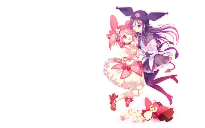two anime girls in cute outfits