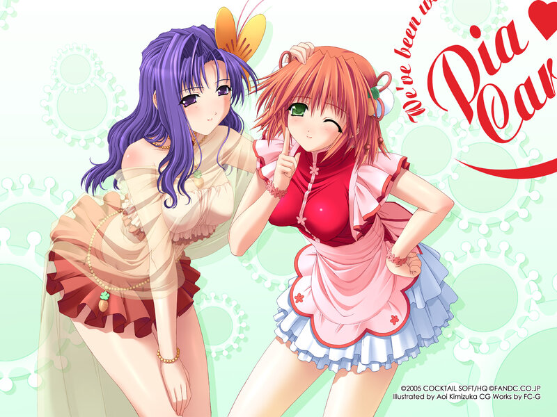Two anime girls in cute outfits