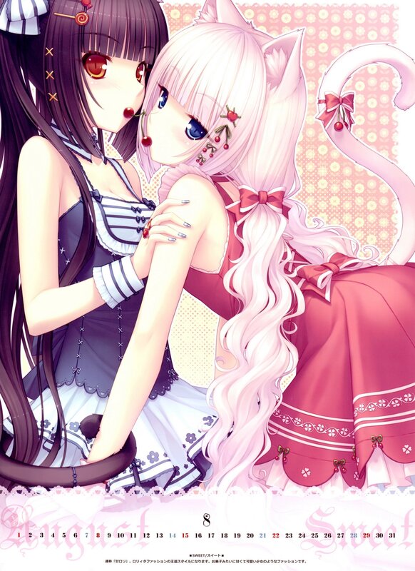 Two anime girls in cute outfits