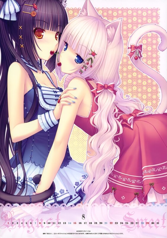 Two anime girls in cute outfits