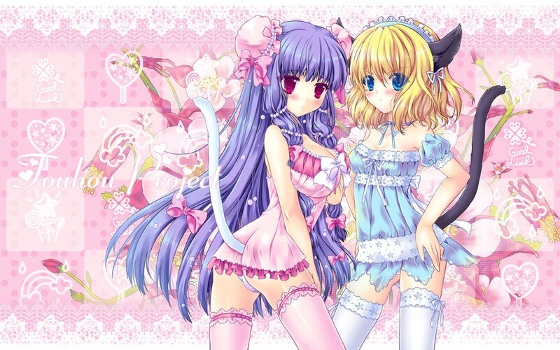 Two anime girls in cute outfits