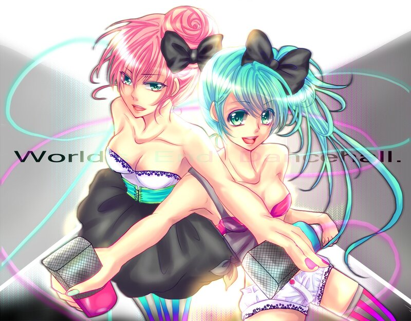 Two anime girls in dance attire