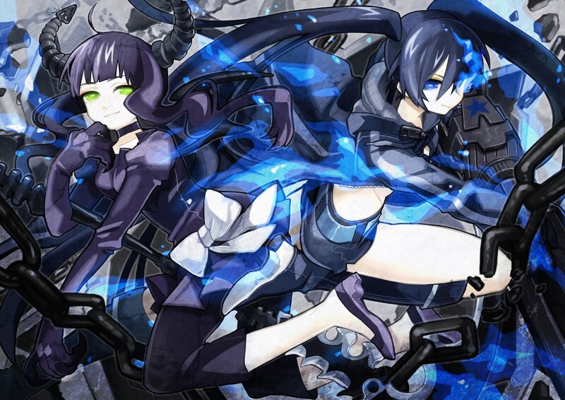 two anime girls in dark armor