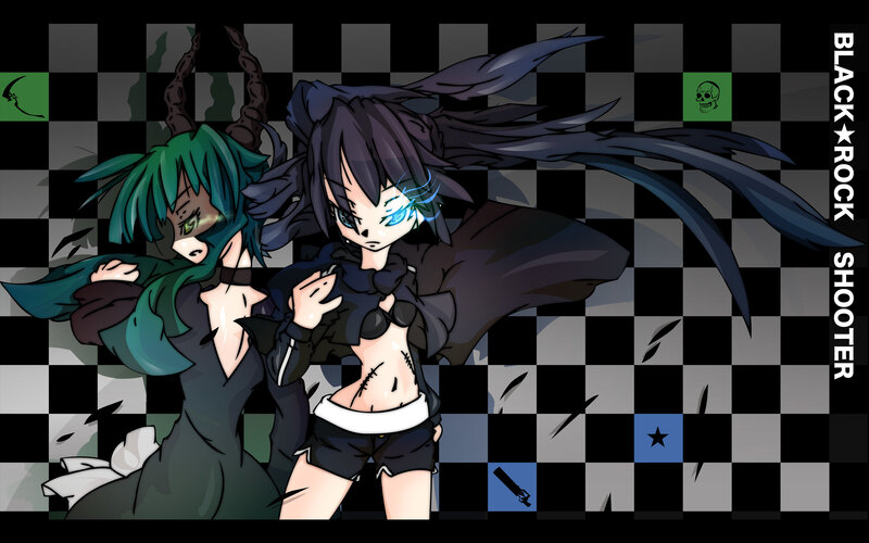 Two anime girls in dark attire