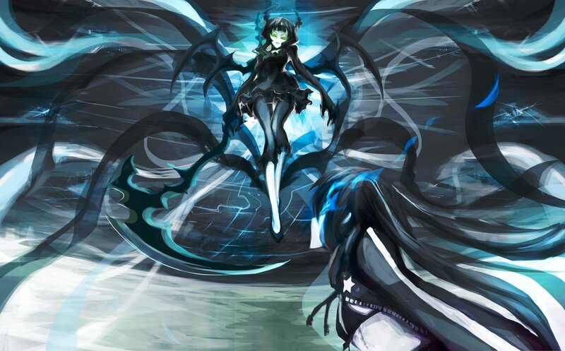 Two Anime Girls in Dark Attire — Black