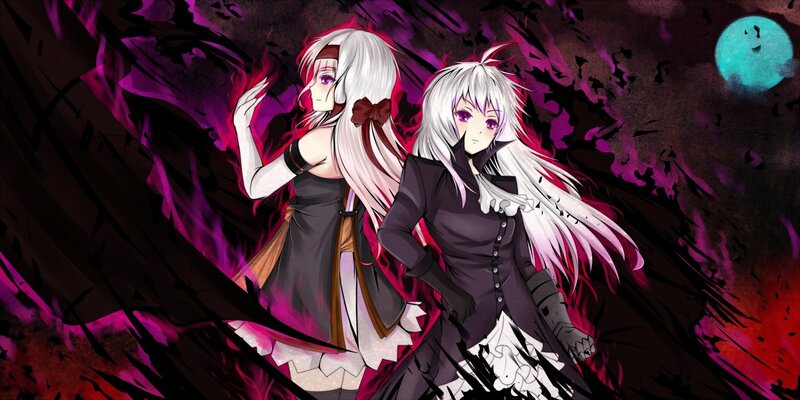 Two anime girls in dark fantasy