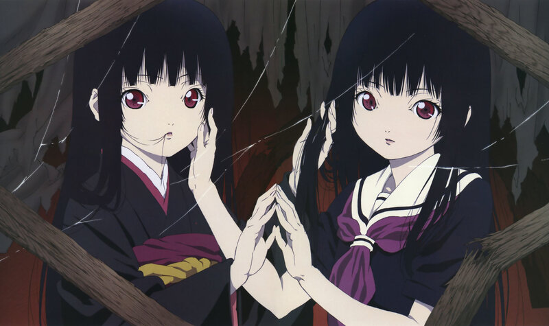 Two Anime Girls in Dark Room — Black, Dramatic