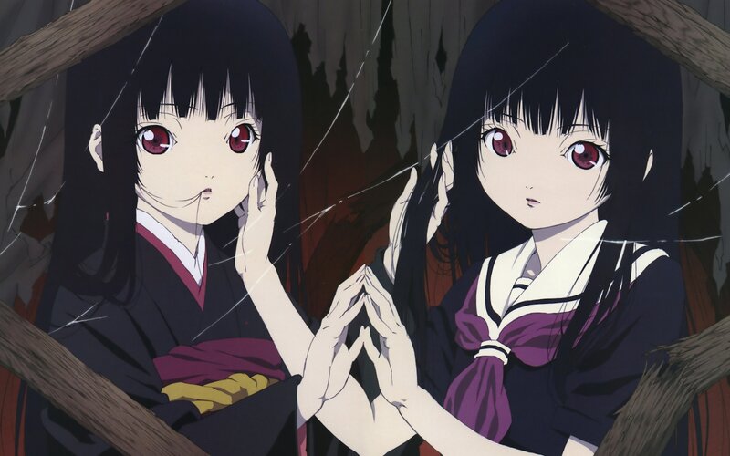 Two Anime Girls in Dark Room — Black