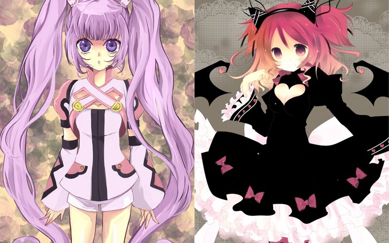 Two anime girls in different outfits