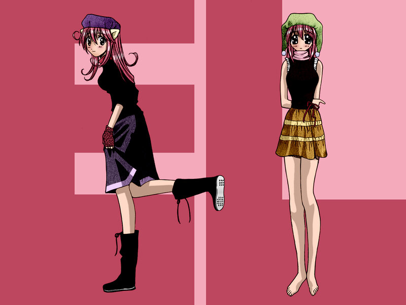 Two anime girls in different outfits