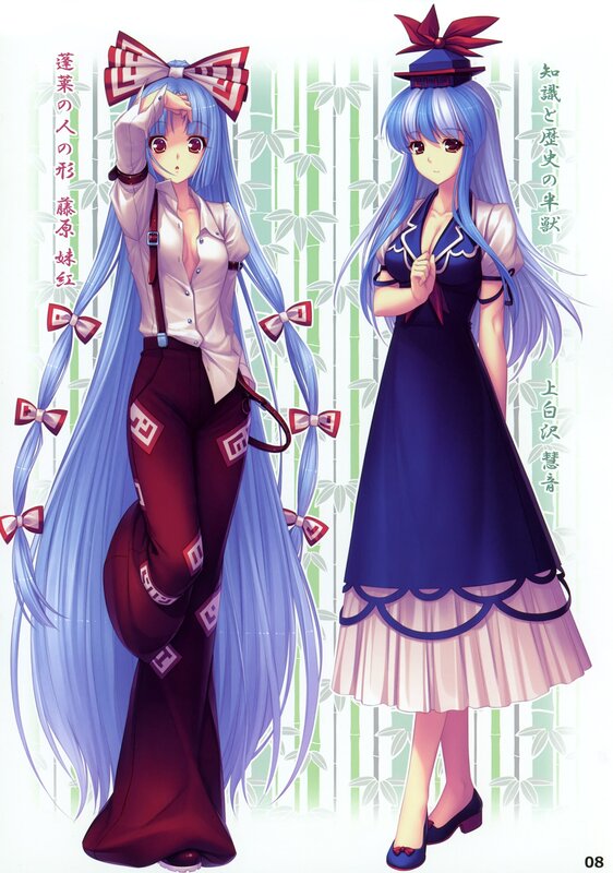 Two anime girls in different outfits