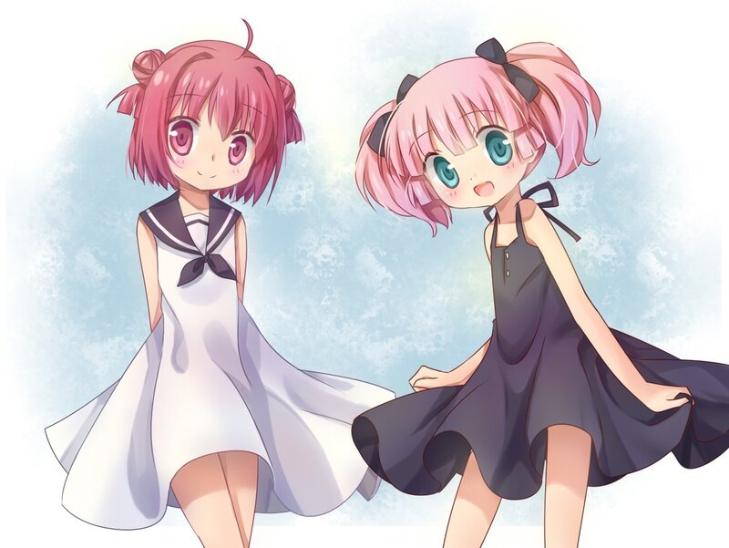two anime girls in dresses