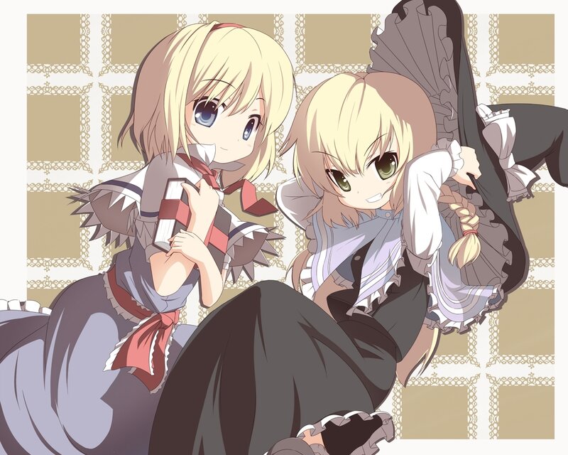 two anime girls in dresses