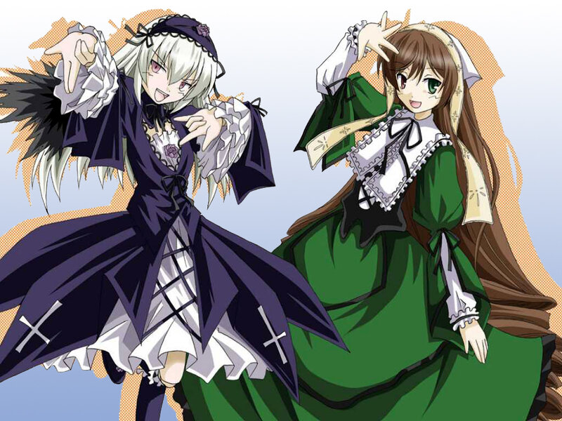 two anime girls in dresses