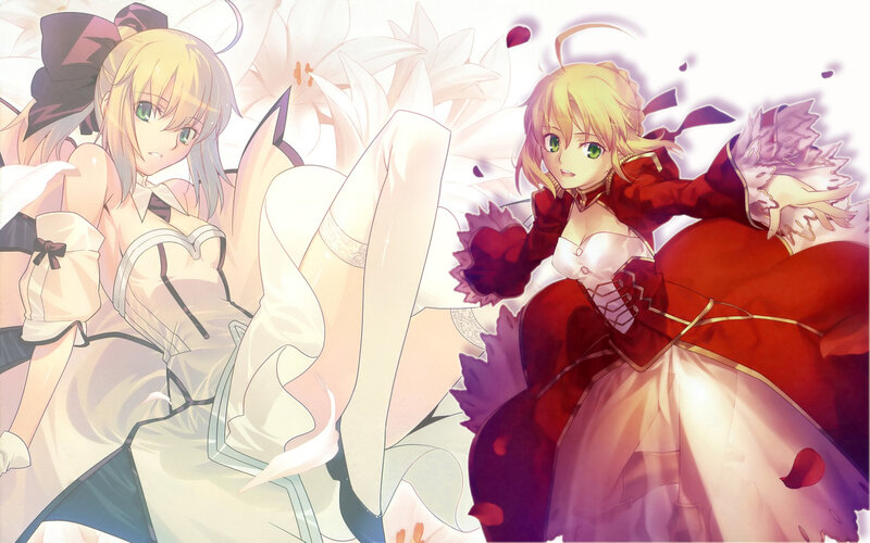 two anime girls in dresses