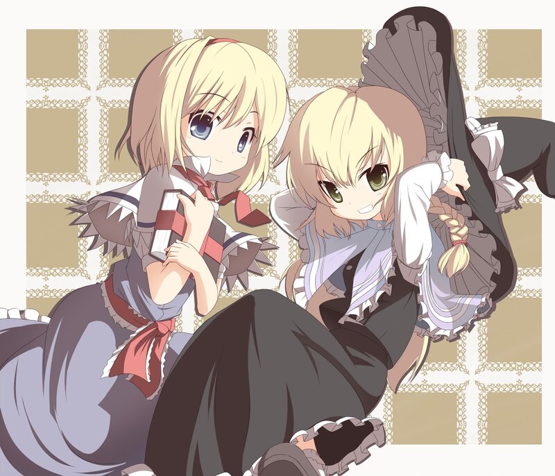 two anime girls in dresses