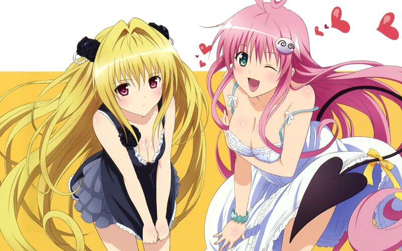 Two anime girls in dresses