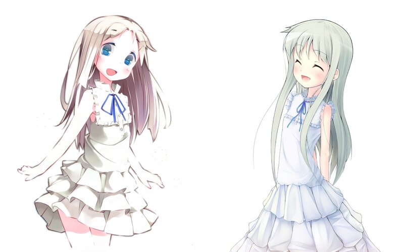 Two anime girls in dresses