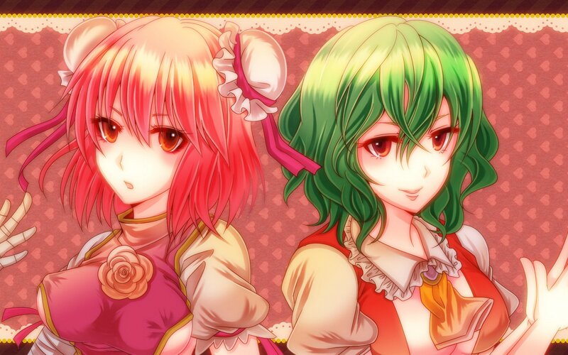 two anime girls in dresses