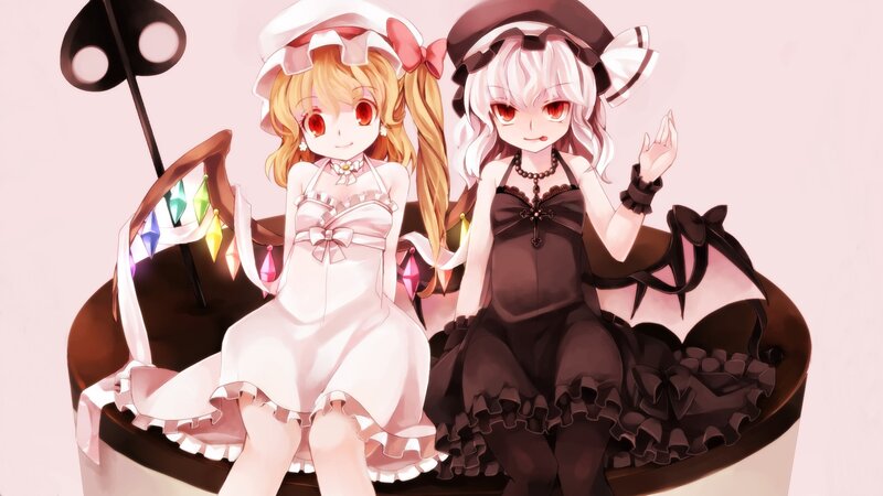 two anime girls in dresses