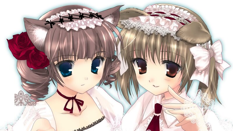 two anime girls in dresses