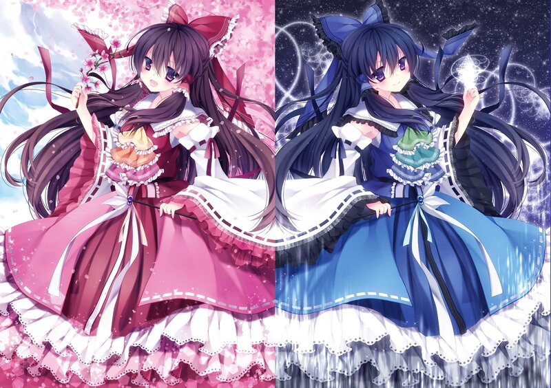 Two anime girls in dresses
