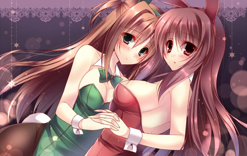 Two anime girls in dresses