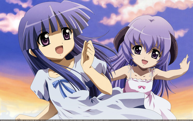 Two anime girls in dresses