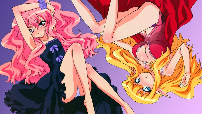 Two anime girls in dresses