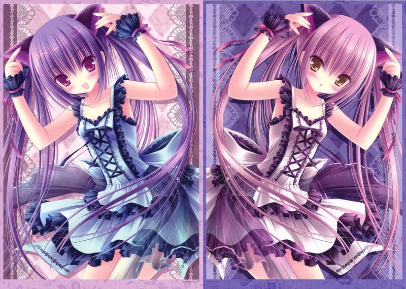 Two anime girls in dresses