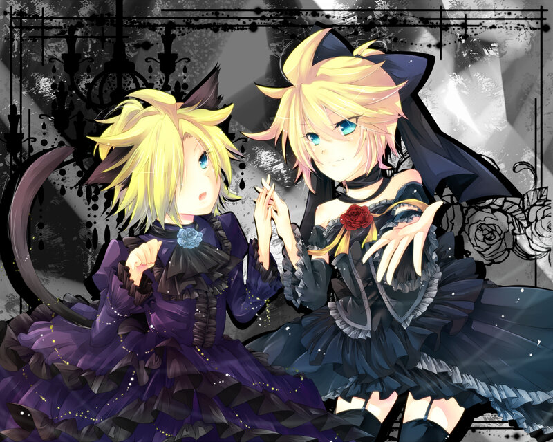 Two Anime Girls in Dresses — Black