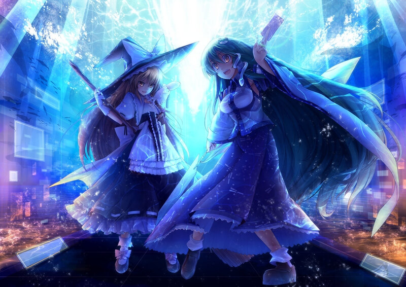 Two Anime Girls in Dresses — Blue