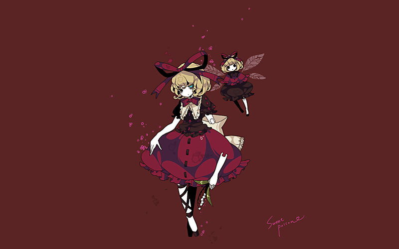 Two Anime Girls in Dresses — Maroon