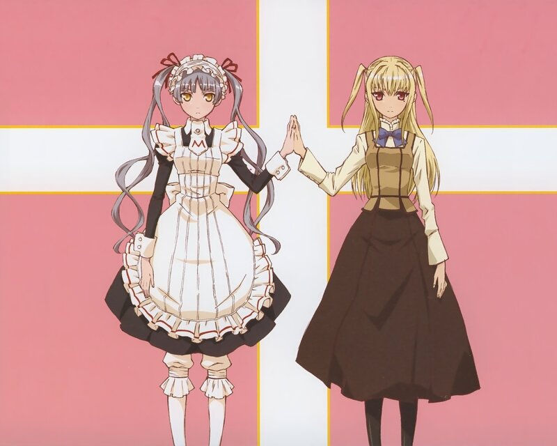 Two Anime Girls in Dresses — Pink, Calm