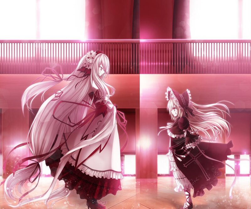 Two Anime Girls in Dresses — Pink, Dramatic