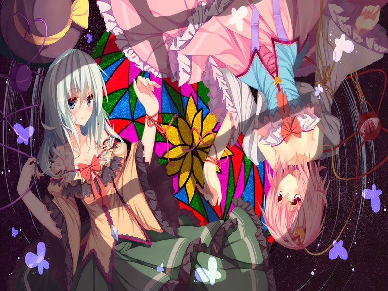 Two Anime Girls in Dresses — Pink, Dreamy, Night