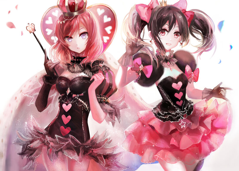 Two Anime Girls in Dresses — Pink, Playful, Digital Art
