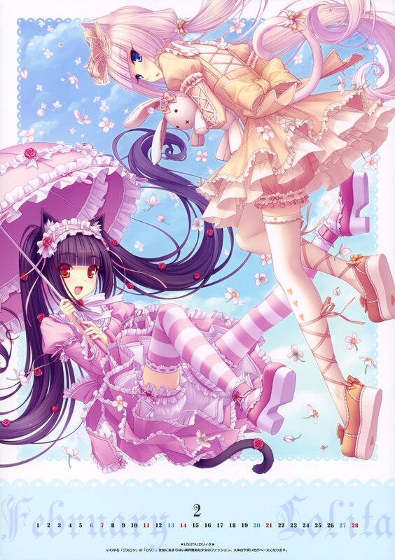 Two Anime Girls in Dresses — Pink, Playful, Spring