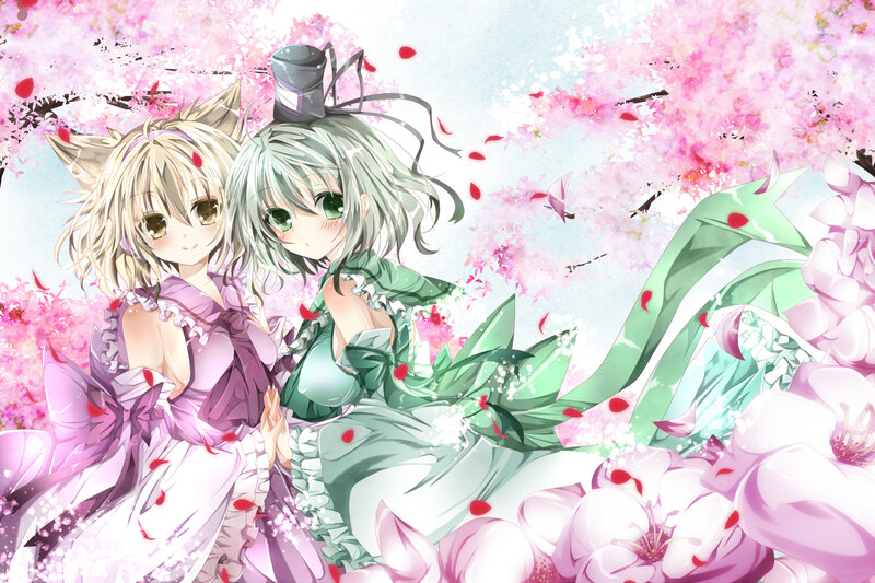 Two Anime Girls in Dresses — Pink, Serene, Spring
