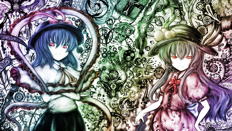 Two Anime Girls in Dresses — Purple, Chaotic