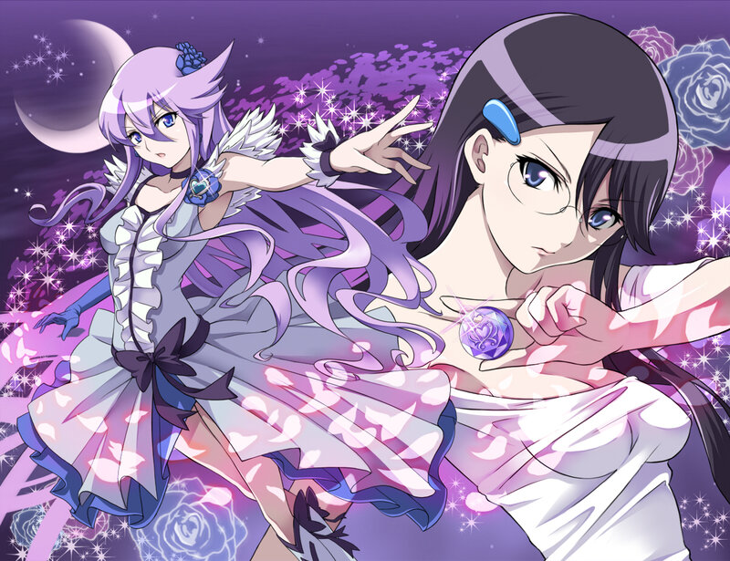Two Anime Girls in Dresses — Purple, Dramatic