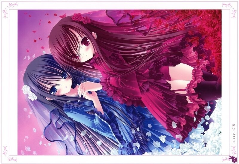 Two Anime Girls in Dresses — Purple