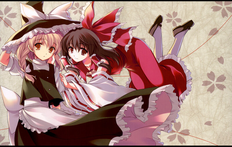 Two Anime Girls in Dresses — Red, Playful